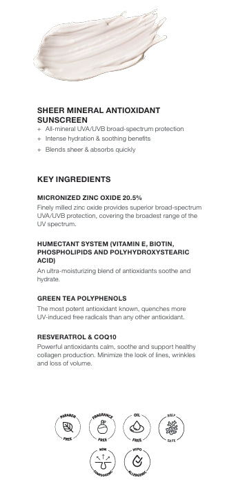 Sheer Mineral Antioxidant Sunscreen Broad Spectrum SPF 50